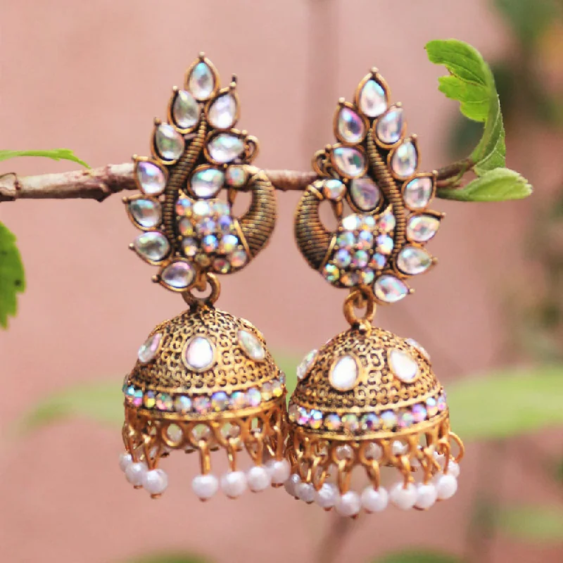 women’s heart-shaped earrings-H K Fashion Gold  Plated Austrian Stone Jhumki Earrings