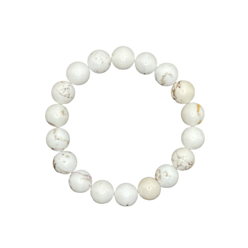 women’s cuff bracelets-Soft White Magnesite 10mm Bracelet