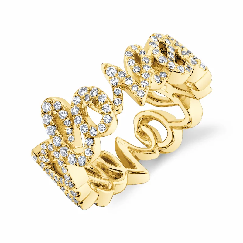 women’s vintage rings-DIAMOND PAVE PERSONALIZED 5 LETTER CURSIVE ETERNITY BAND