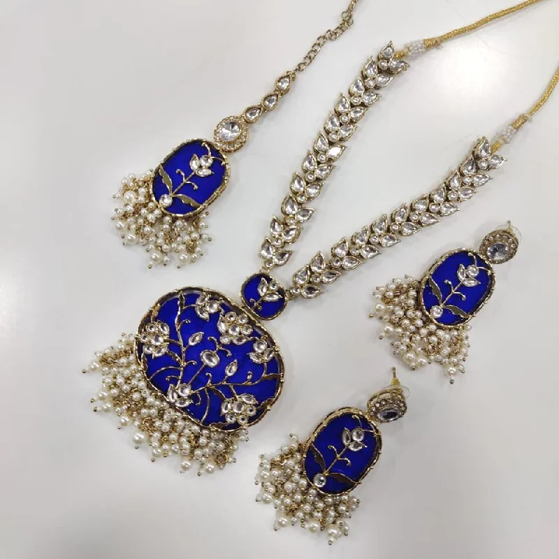 women’s luxury gold necklaces-Kavita Art Gold Plated Kundan Necklace Set