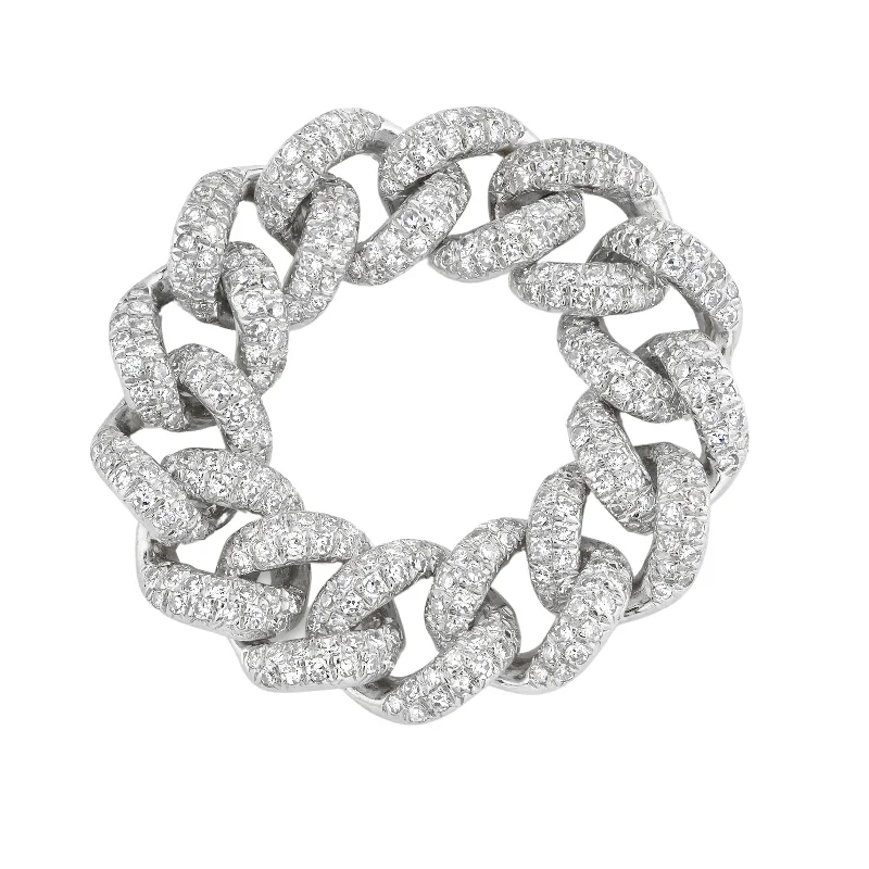 women’s trendy engagement rings-READY TO SHIP DIAMOND MEDIUM PAVE LINK RING