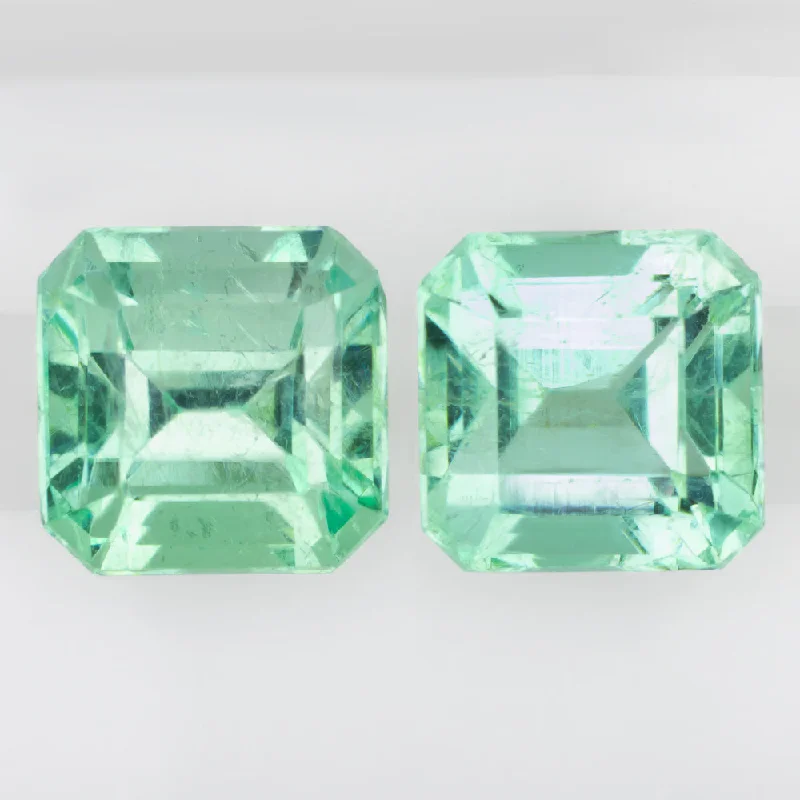 women’s crystal drop earrings-5.33ct EMERALD PAIR STUD DROP EARRINGS ASSCHER CUT SQUARE LOOSE NATURAL PASTEL