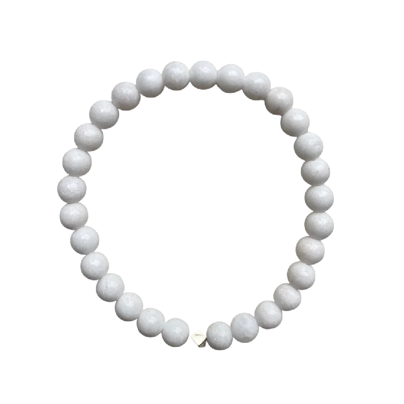 women’s silver link bracelets-White Jade 6mm Bracelet