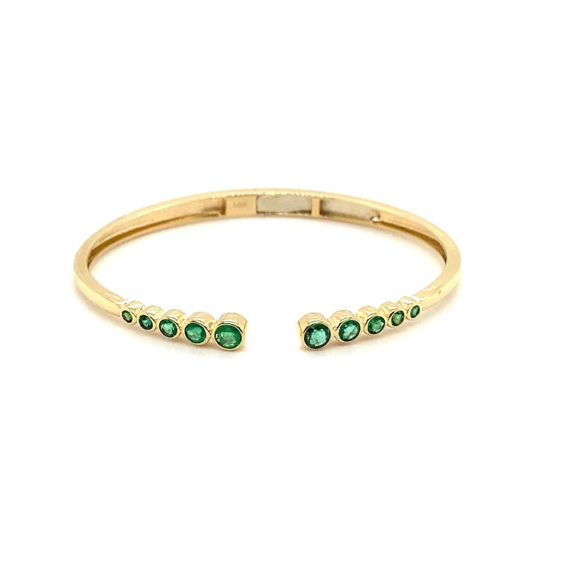 women’s bold bangles-Emerald Open Bangle