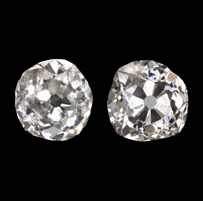 women’s gold drop earrings-1.07ct OLD MINE CUT DIAMOND STUD EARRINGS K SI2 MATCHING PAIR LOOSE NATURAL 1ct