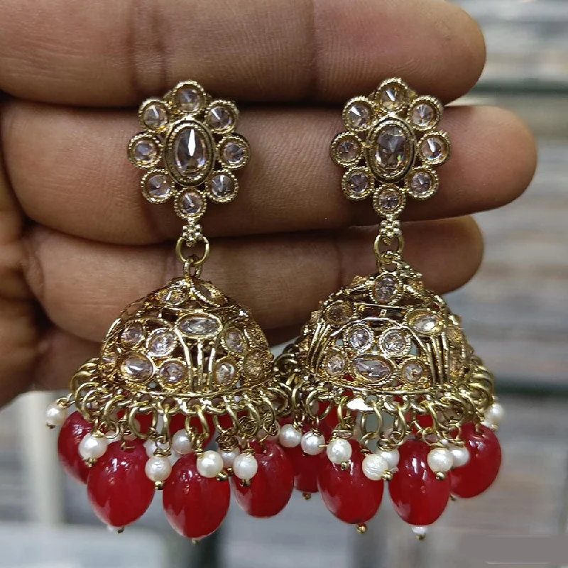 women’s long earrings-Rani Sati Jewels Gold Plated Crystal Stone Jhumki Earrings