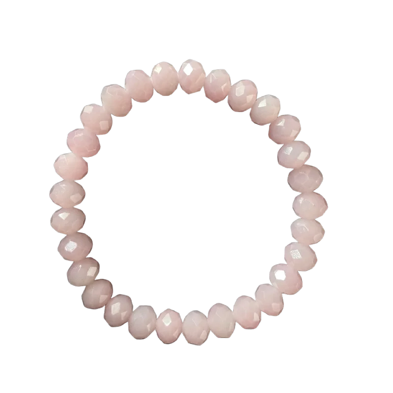 women’s silver cuff bracelets-Baby Pink Faceted Rondelle 8mm Bracelet