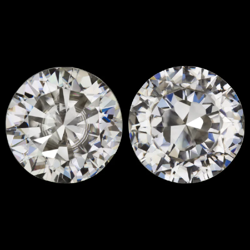 women’s silver statement earrings-3.62ct MOISSANITE MATCHED PAIR STUD EARRINGS 8.4mm ROUND BRILLIANT CUT LOOSE