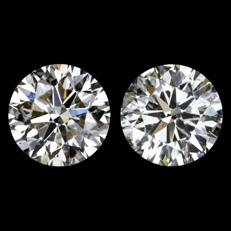 women’s crystal drop earrings-2.09ct EXCELLENT CUT DIAMOND STUD EARRINGS ROUND BRILLIANT MATCHING PAIR 2 CARAT