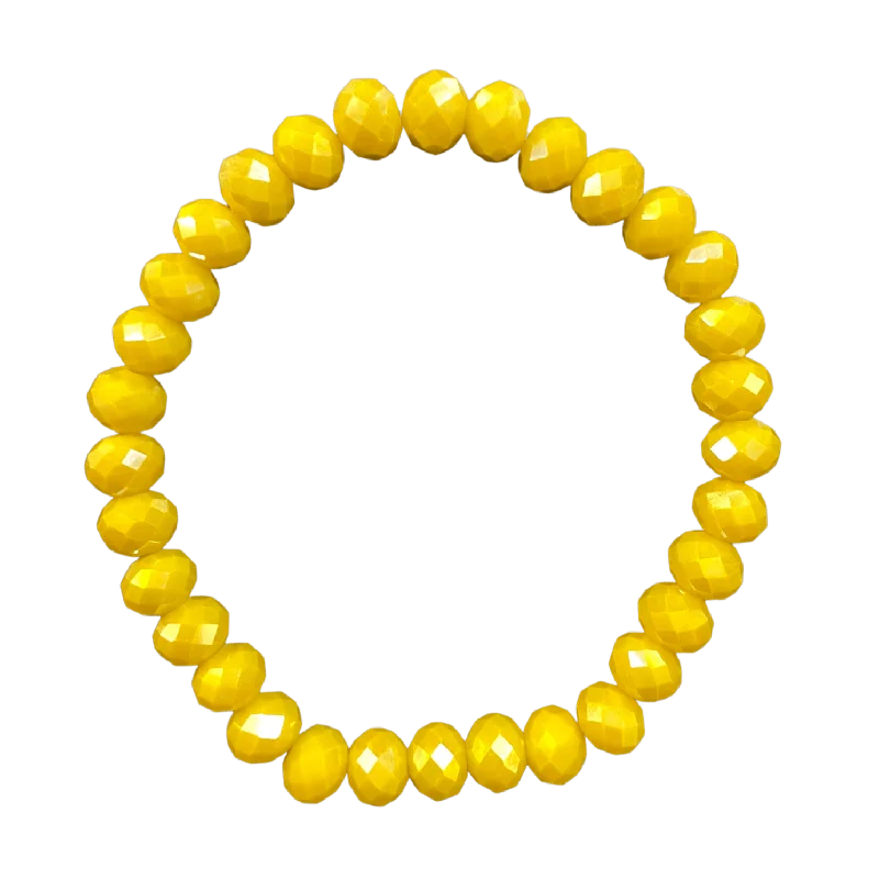 women’s gold bangles with diamonds-Canary Yellow Faceted Rondelle 8mm Bracelet