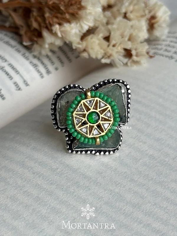 women’s boho rings-Green Color Mishr Ring - MR-RNG21WGR