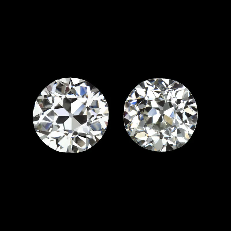 women’s multi-stone earrings-3/4ct H-I VS OLD EUROPEAN CUT DIAMOND STUD EARRINGS PAIR VINTAGE ACCENT STONES