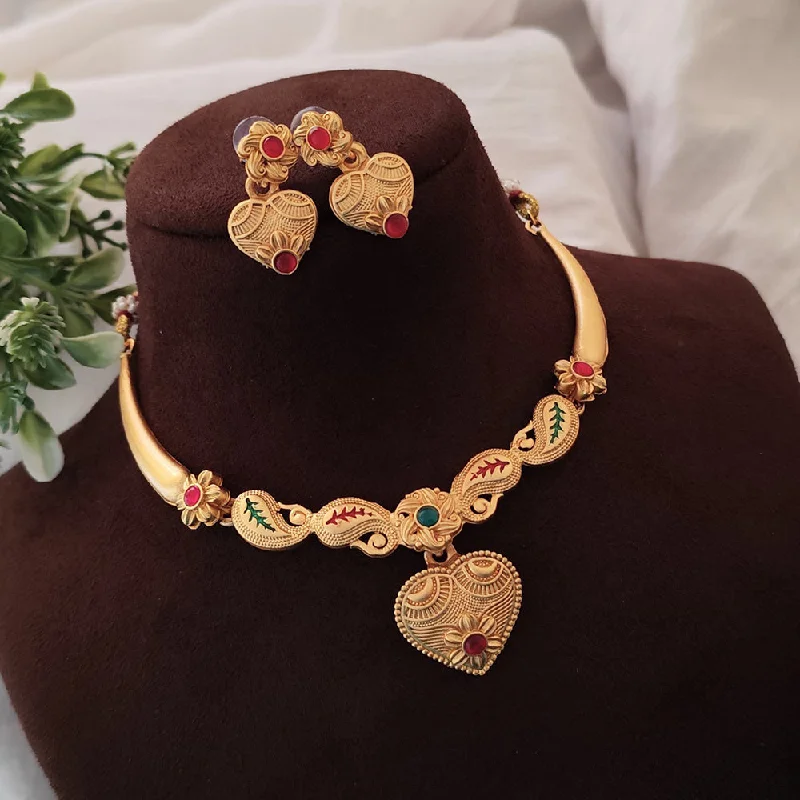 women’s butterfly pendant necklaces-Lalso Lifestyle Gold Plated Delicate Choker Necklace Set