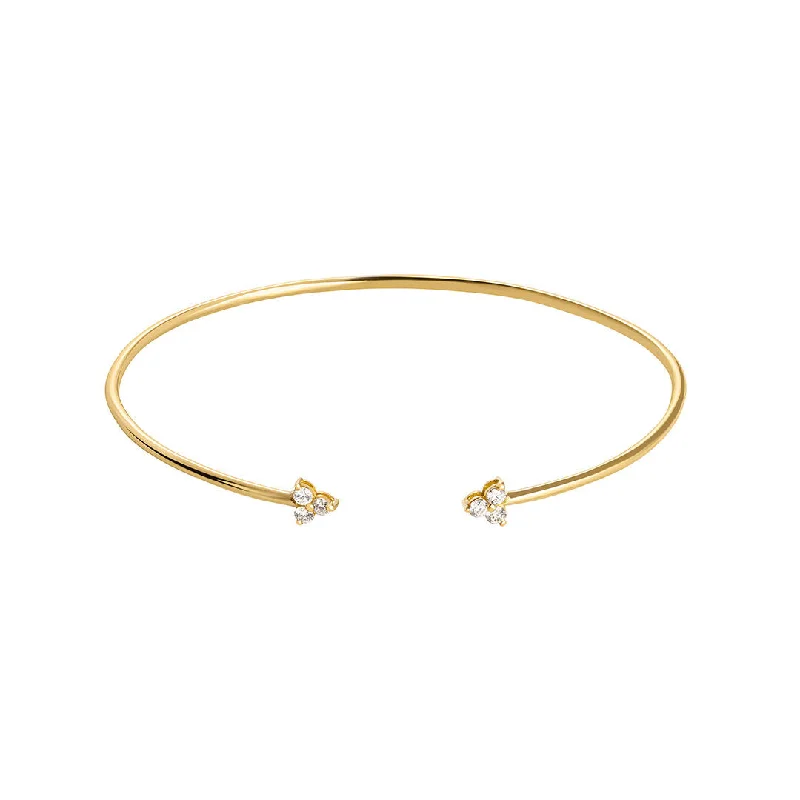 women’s thin bracelets-Twin Flame Cuff 18K Gold Bracelet w. Diamonds