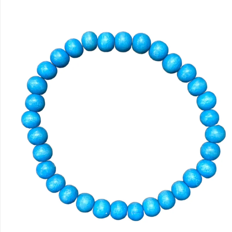 women’s multi-colored bracelets-Azure Blue Wood 6mm Bracelet