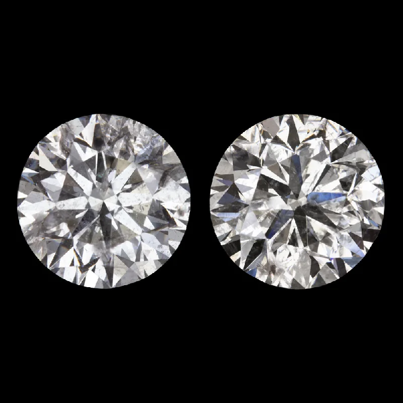 women’s simple earrings-2 CARAT ROUND BRILLIANT CUT NATURAL DIAMOND STUD EARRINGS MATCHING PAIR 2ct RBC