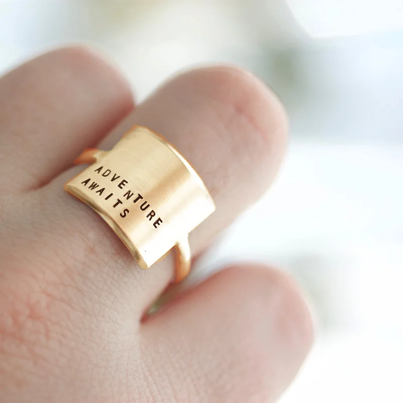 women’s boho rings-GOLD-FILLED WIDE RING