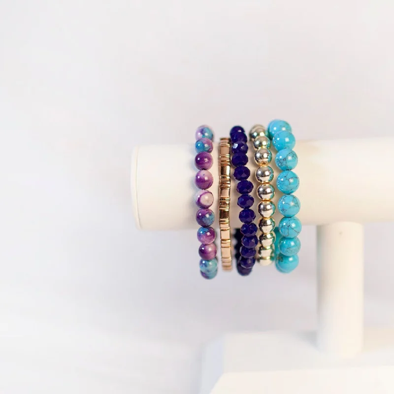 women’s gold bangles-Bright Violet Spring Bracelet Stack