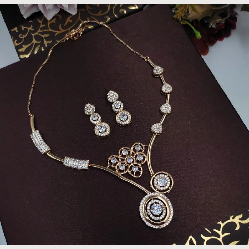 women’s wedding necklaces-Aamrapali Gold Plated Austrian Stone Necklace Set