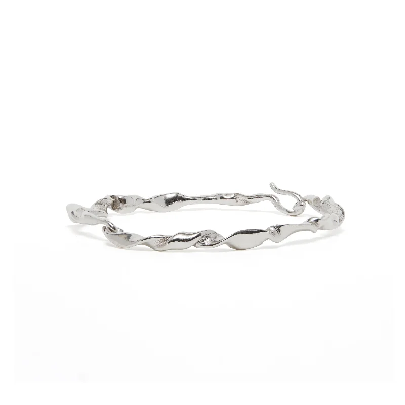 women’s handmade bracelets-Lactuca I  Silver Bangle