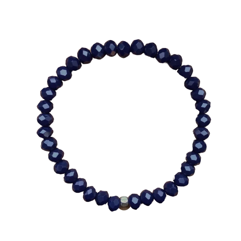 women’s friendship bracelets-Cool Navy Faceted Rondelle 6mm Bracelet