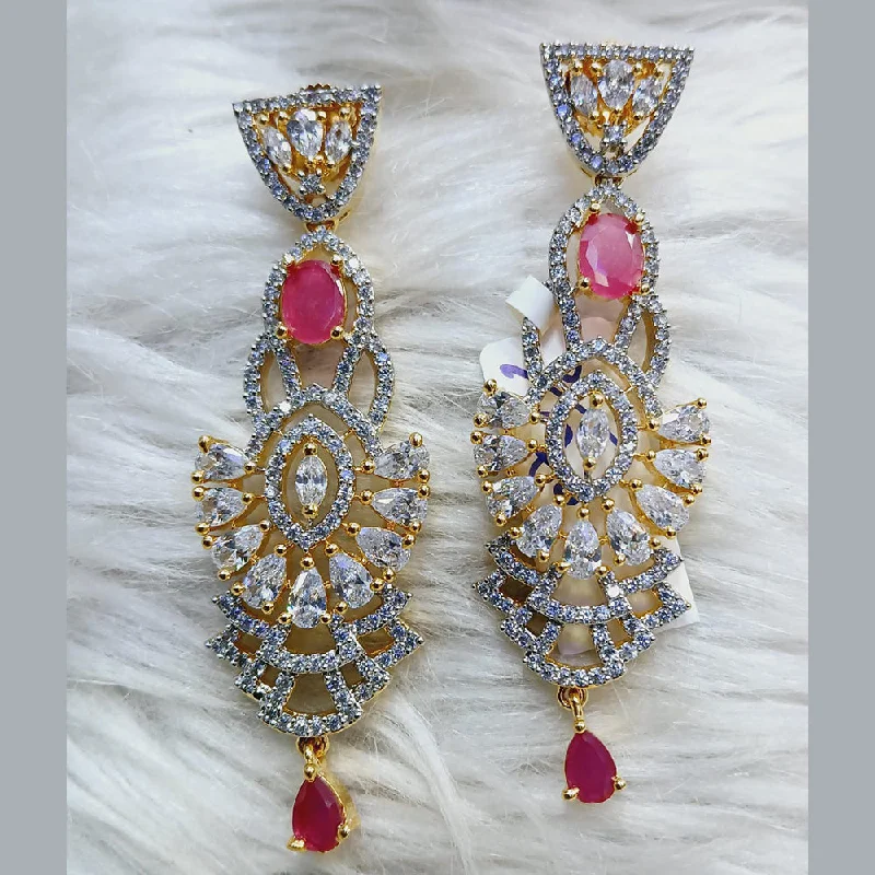 women’s diamond drop earrings-Jain Jewellers Gold Plated AD Dangler Earrings