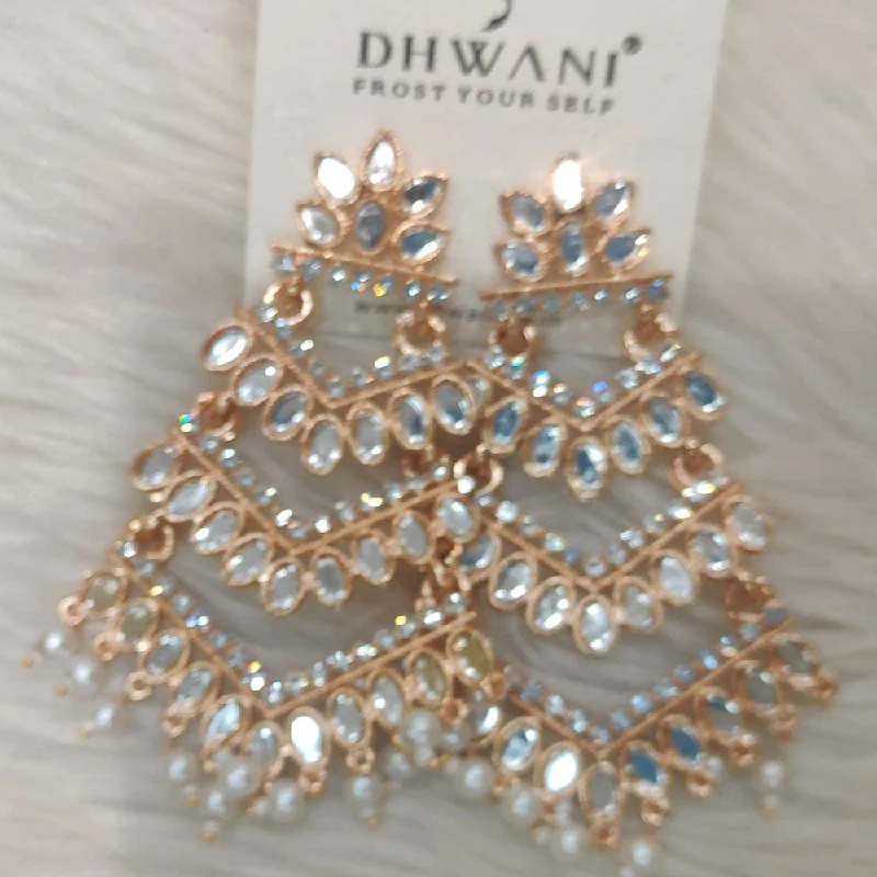 women’s heart-shaped earrings-Dhwani Rose Gold Plated Austrian Stone And Pearl Dangler Earrings