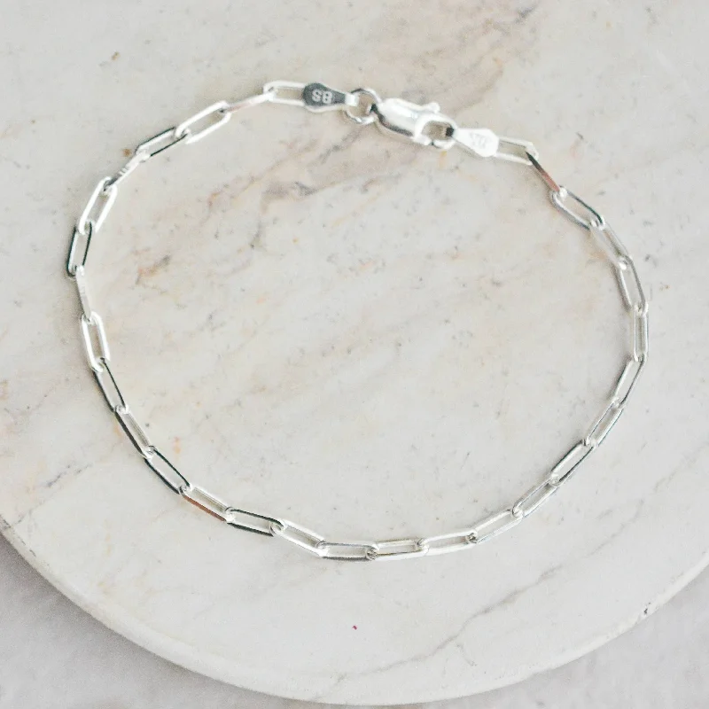 women’s diamond bangles-Sterling Silver Paperclip Bracelet