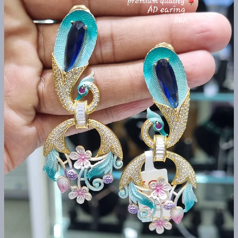 women’s fashion earrings-Lucentarts Jewellery Gold Plated AD Dangler Earrings