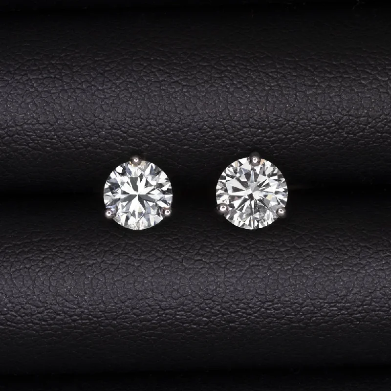 women’s geometric earrings-1.94ct GIA CERTIFIED DIAMOND STUD EARRINGS H SI1 ROUND CUT 2 CARAT WHITE GOLD