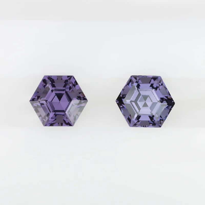 women’s silver hoop earrings-SPINEL MATCHING PAIR STUD EARRINGS PURPLE HEXAGON SHAPE CUT GEOMETRIC 1.21ct