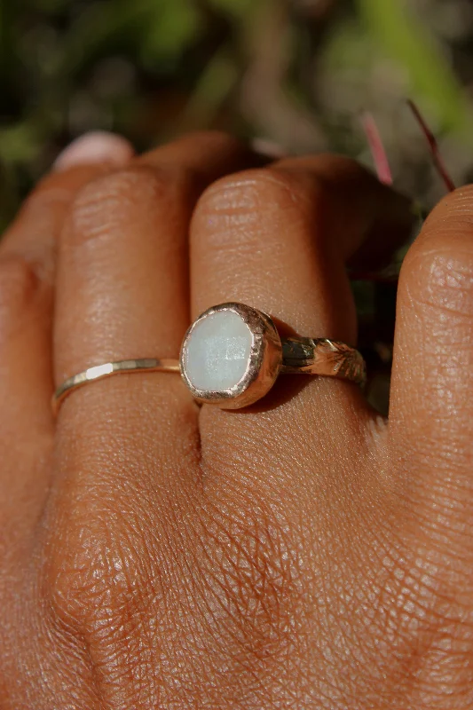 women’s birthstone engagement rings-Rainbow Moonstone Floral Band