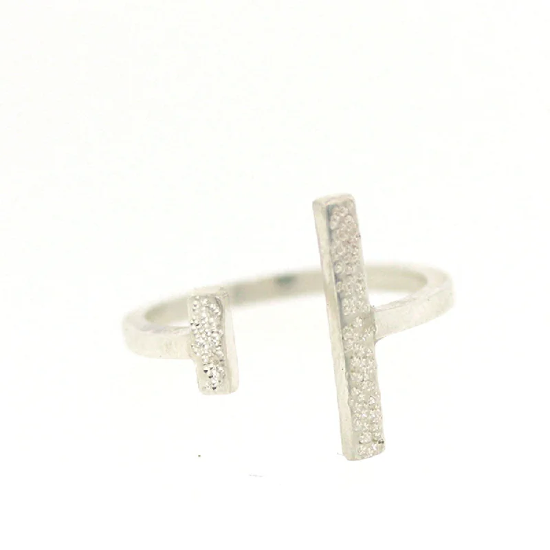 women’s handmade rings-DIAMOND DUSTED DOUBLE ADJUSTABLE RING