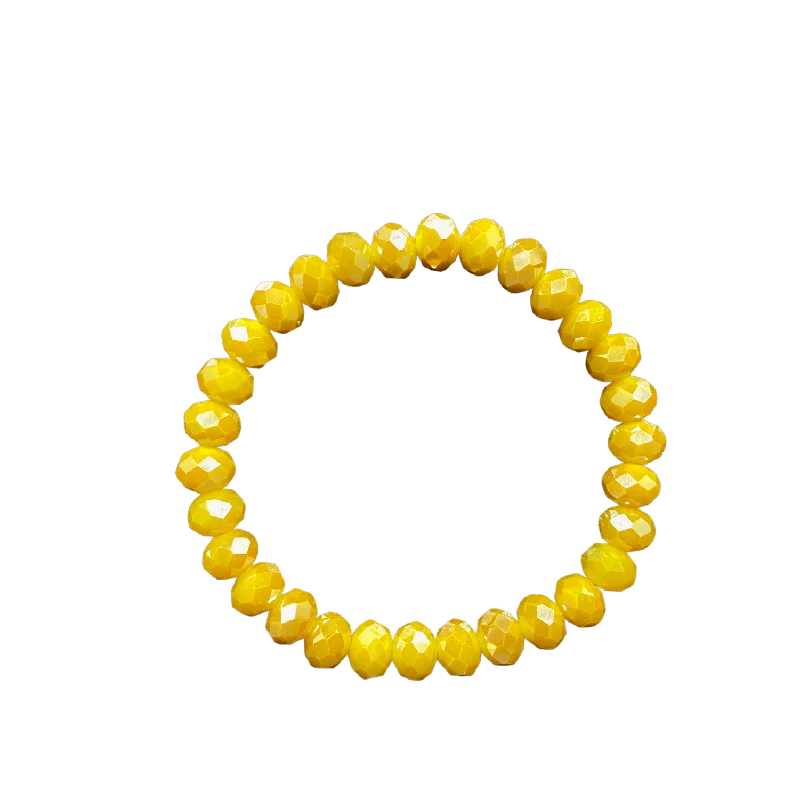 women’s charm bracelets-Mustard Yellow Crystal Rondelle 8mm Bracelet