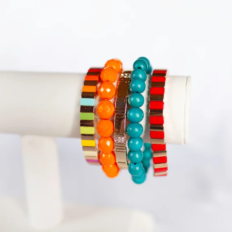 women’s bohemian bangles-Dramatic Color Bracelet Stack