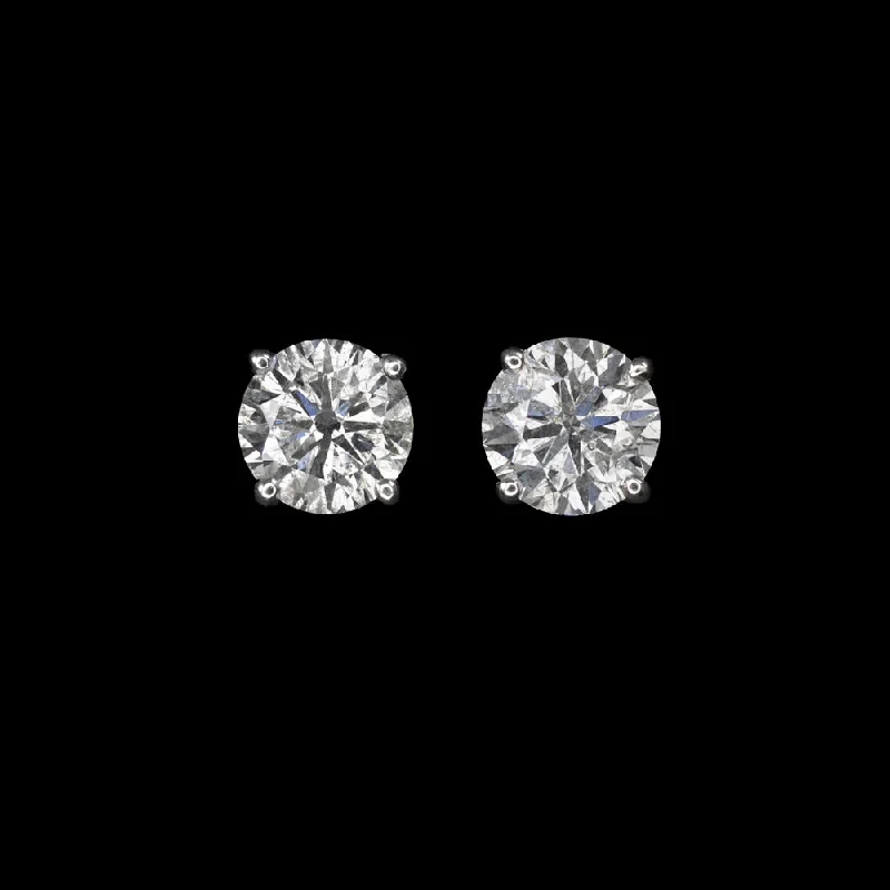 women’s rose gold earrings-1.5 CARAT DIAMOND STUD EARRINGS VERY GOOD ROUND BRILLIANT CUT NATURAL WHITE GOLD