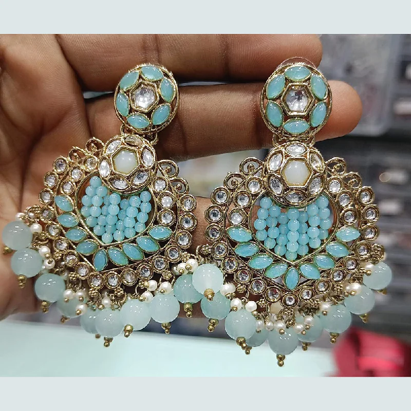 women’s gold statement earrings-Rani Sati Jewels Gold Plated Kundan Dangler Earrings