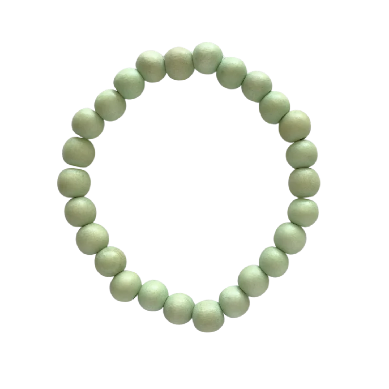 women’s simple cuff bracelets-Light Apple Jade Wood 8mm Bracelet