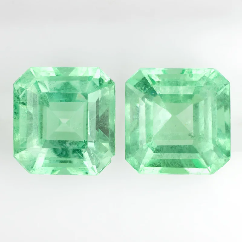 women’s diamond drop earrings-4.69ct EMERALD PAIR STUD DROP EARRINGS ASSCHER CUT SQUARE LOOSE NATURAL PASTEL