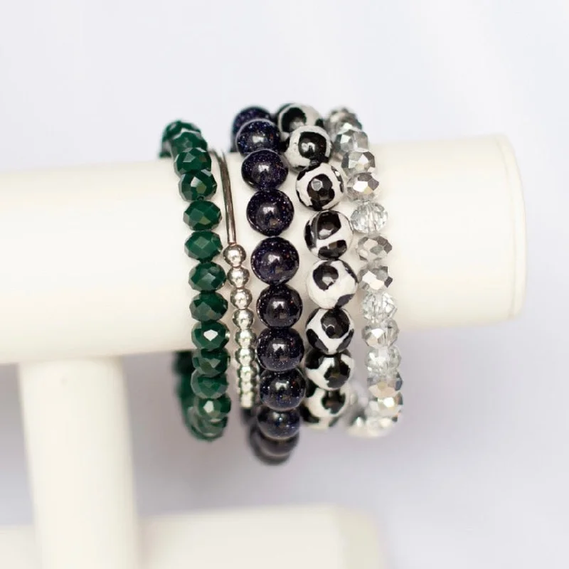 women’s slim bracelets-Green Tea Bracelet Stack