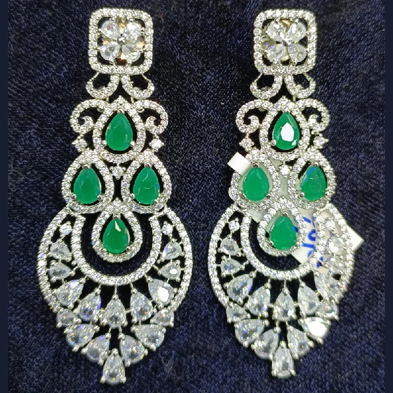 women’s crystal earrings-Jain Jewellers Silver Plated AD Dangler Earrings