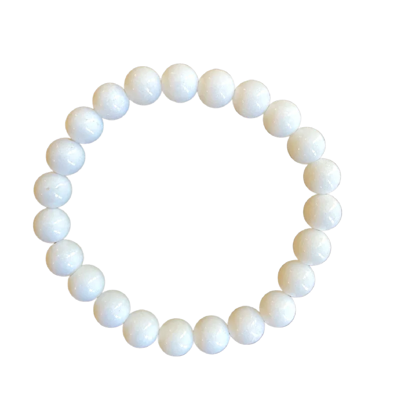 women’s elastic bracelets-White Jade 8mm Bracelet