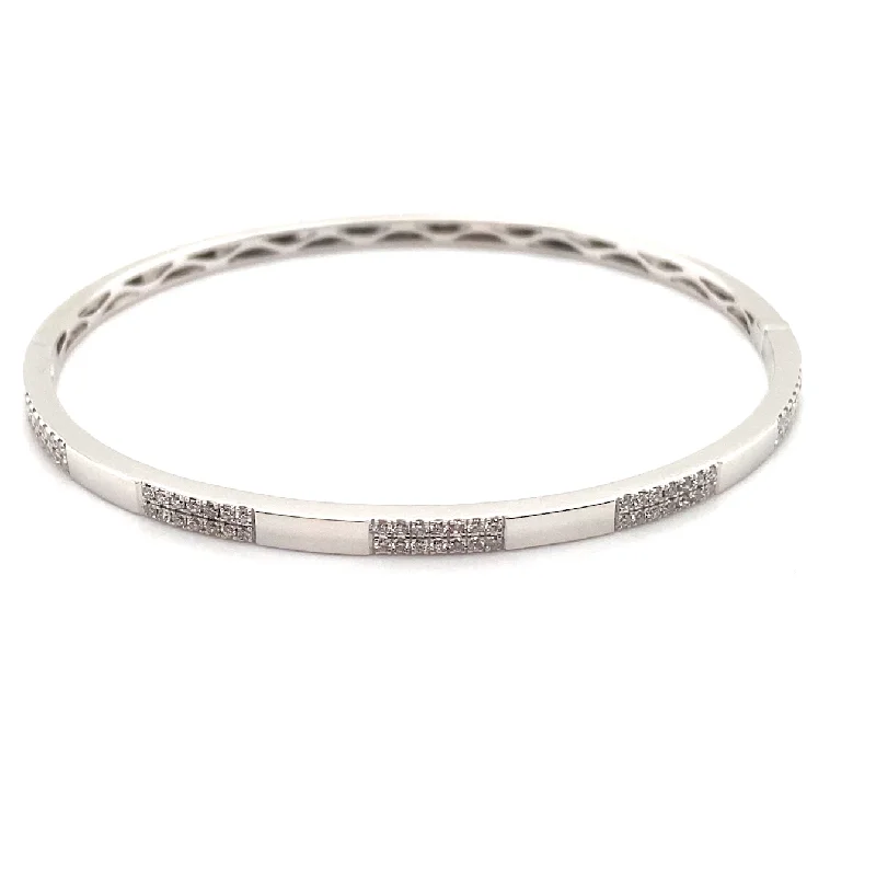 women’s luxury leather bracelets-Diamond Pave Section Hinged Bangle