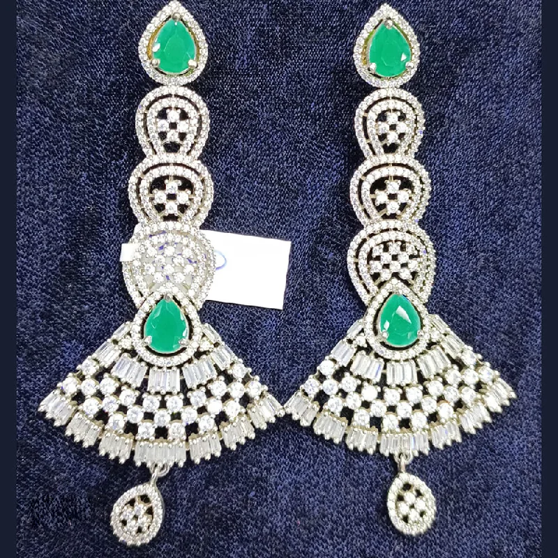 women’s diamond drop earrings-Jain Jewellers Silver Plated AD Dangler Earrings