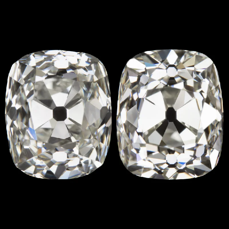 women’s diamond earrings-3.09ct OLD MINE CUT DIAMOND STUD EARRINGS GIA CERTIFIED K-L VS2-SI1 ANTIQUE PAIR