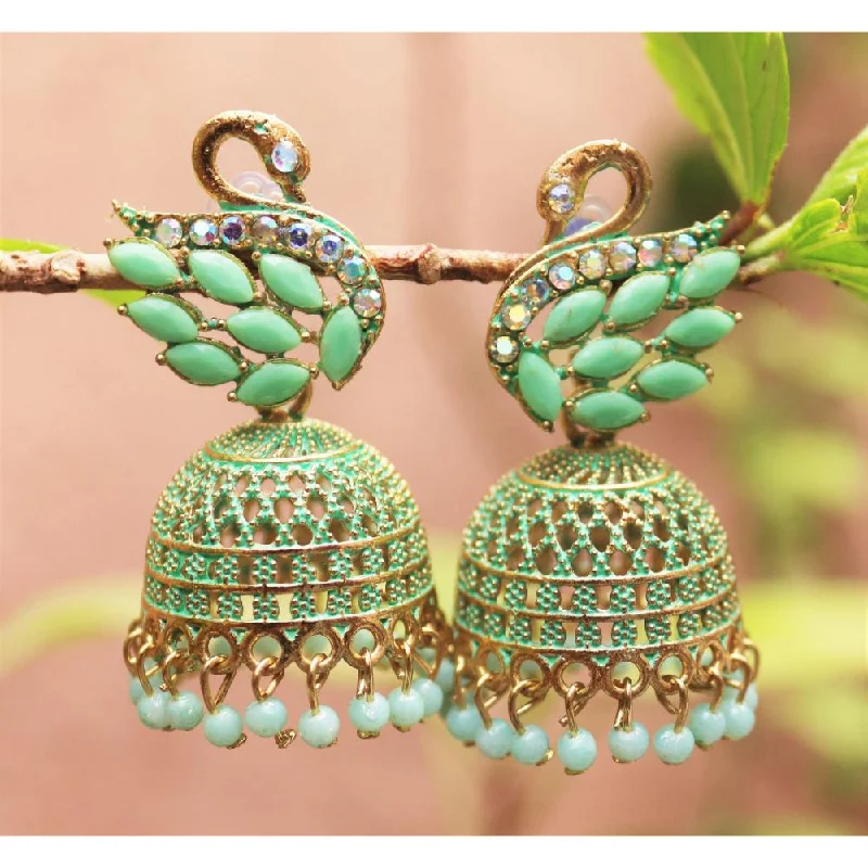 women’s unique earrings-H K Fashion Pota Stone Jhumki Earrings