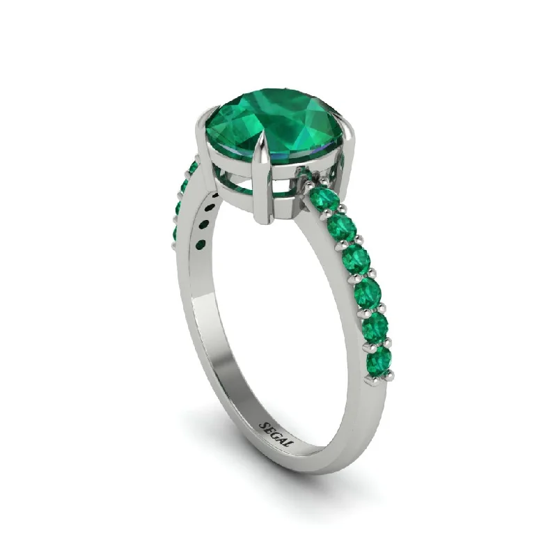 women’s vintage halo engagement rings-Traditional Emerald Engagement Ring - Elaine No. 21