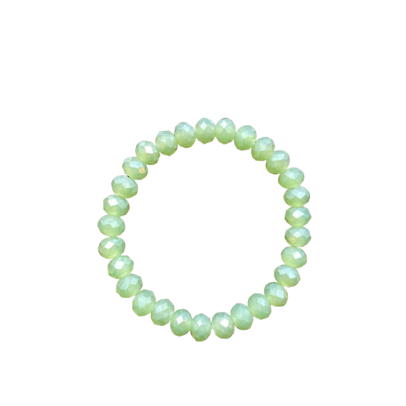 women’s bangles-Light Sage Faceted Rondelle 8mm Bracelet