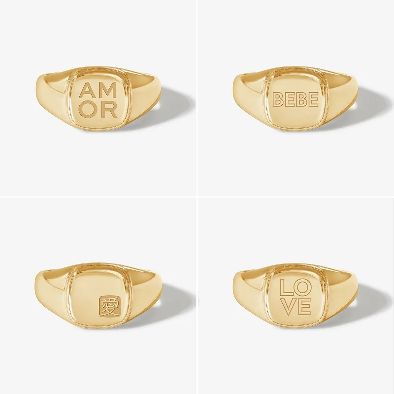 women’s unique wedding rings-Tanner love signet ring