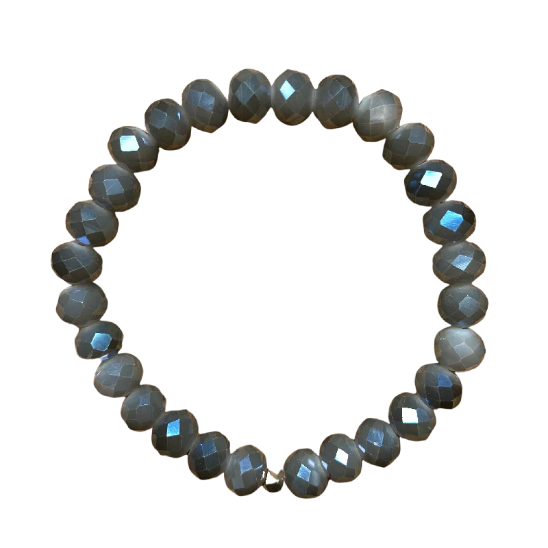 women’s stackable bangles-Blue Grey AB Faceted Rondelle 8mm Bracelet